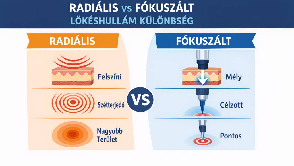radiális vs fókuszált lökéshullám különbség – felszíni és mély kezelés összehasonlítása